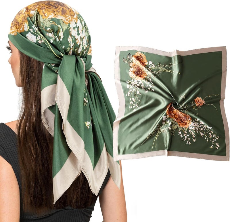 vimate 35" Square Silk Like Head Scarf - Women's Fashion Silk Feeling Scarf for Hair Wrapping and Sleeping at Night. - Image 1